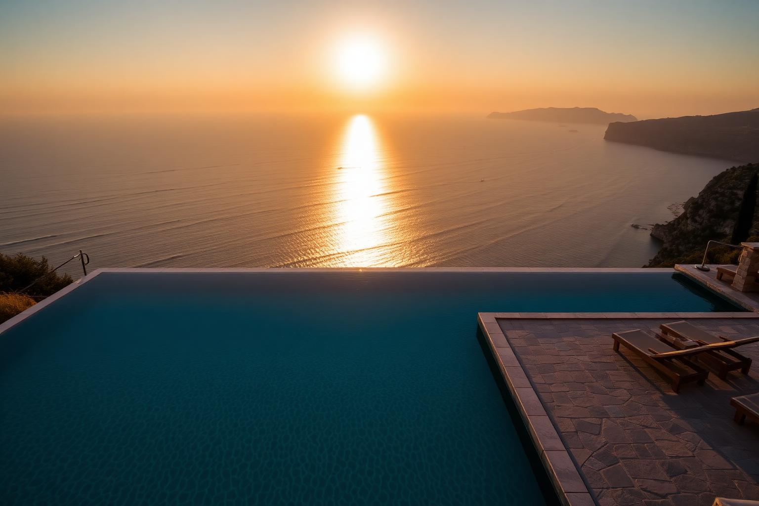 Aethera Business District — Infinity Pool · Golden Hour